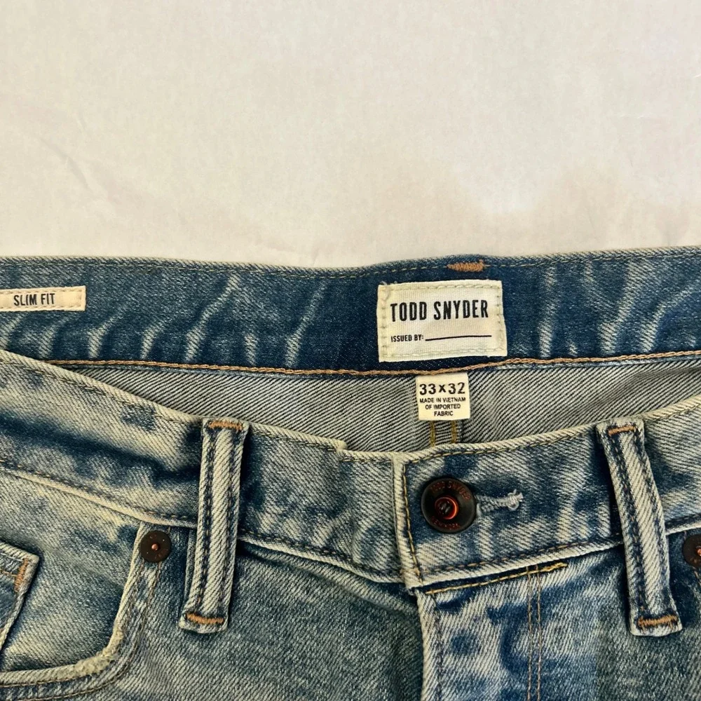 Todd Snyder Slim Fit Stretch 5 Pocket Jeans Mens 33x32 Light Wash Indigo Denim‎